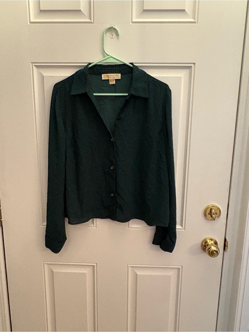 Michael Kors Dark Green Long-Sleeve Button Down Shirt